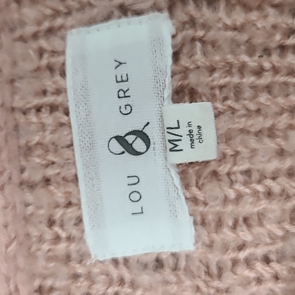 Lou & Grey Wool Blend Pink Poncho Style Pullover Sweater Size Medium/Large - Picture 4 of 9